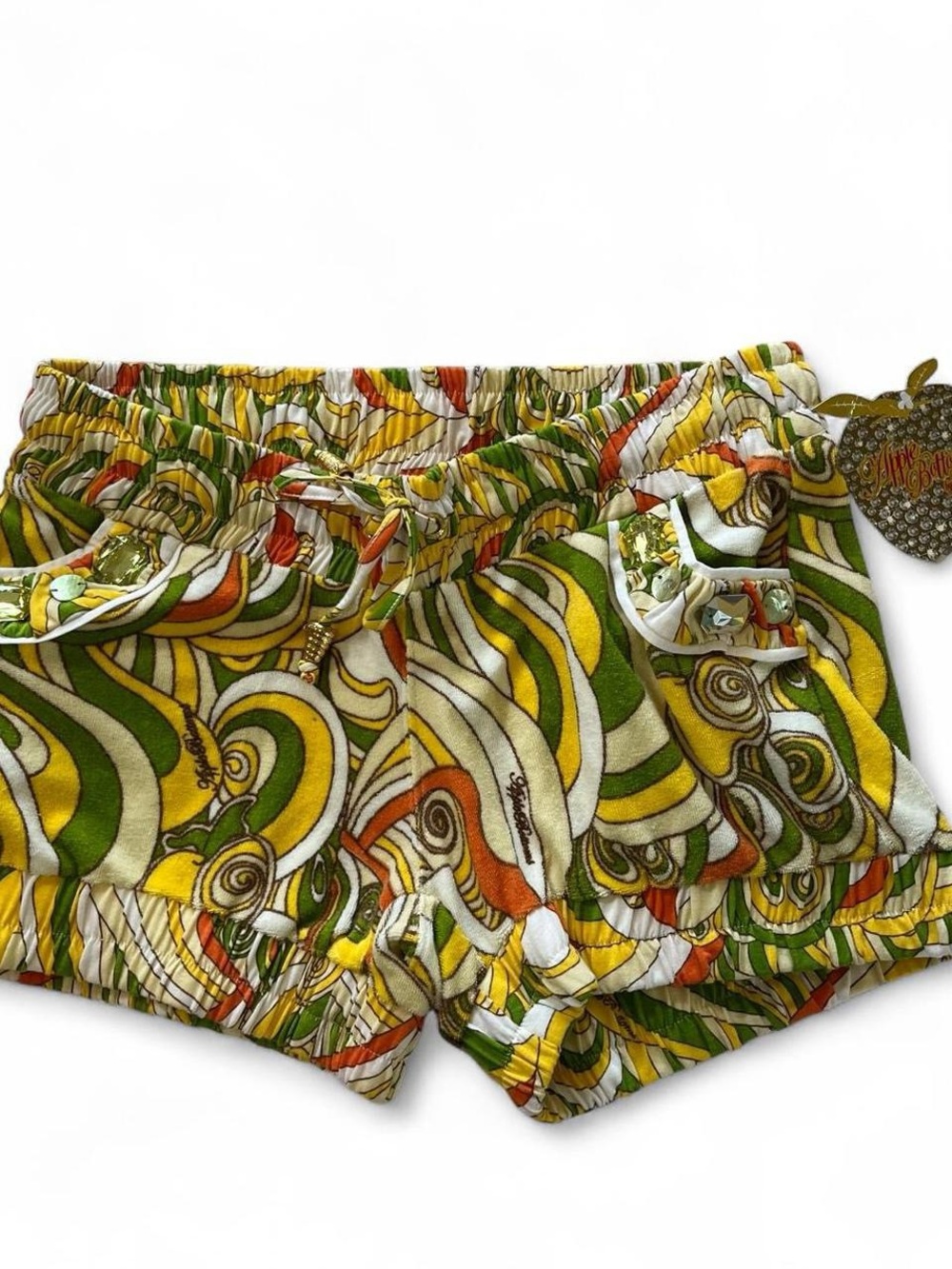 Apple Bottoms Psychedelic Swirl Pattern Terry Cloth Lounge Shorts - Size Medium